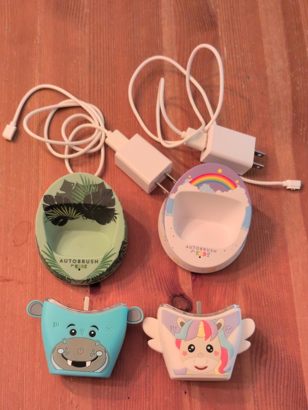 Set Of 2 Kids Autobrush Chargers Unicorn Hippo